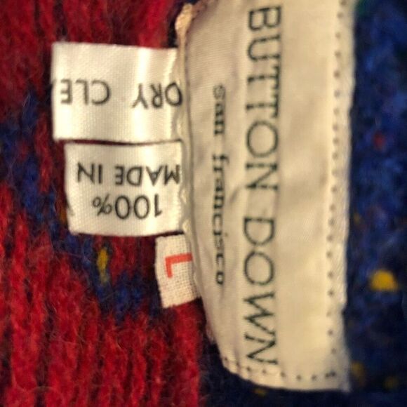 Vintage Button Down San Francisco Blue Confetti Wool Sweater Size S/M - Picture 6 of 11